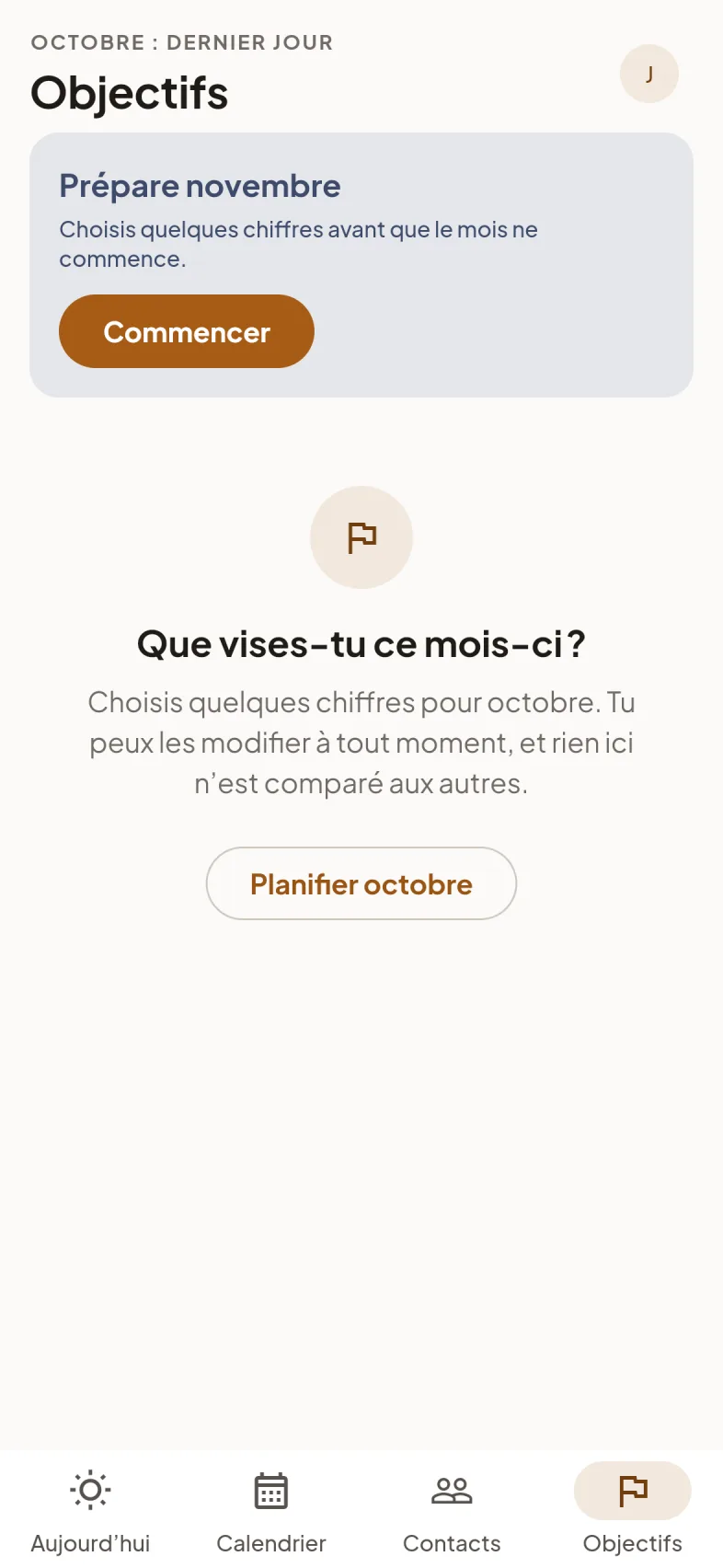 Objectifs : prépare le mois qui vient, sans te comparer à personne.